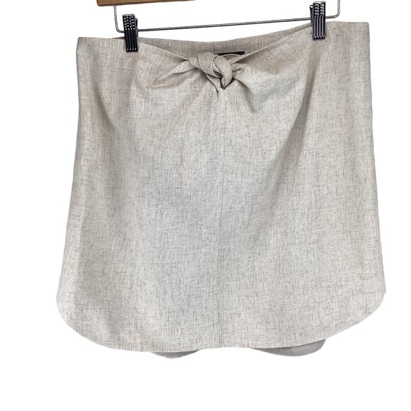 Sunday In Brooklyn Anthropologie Linen Mini‎ Skirt Size Large Natural Tie-Front - Picture 2 of 7